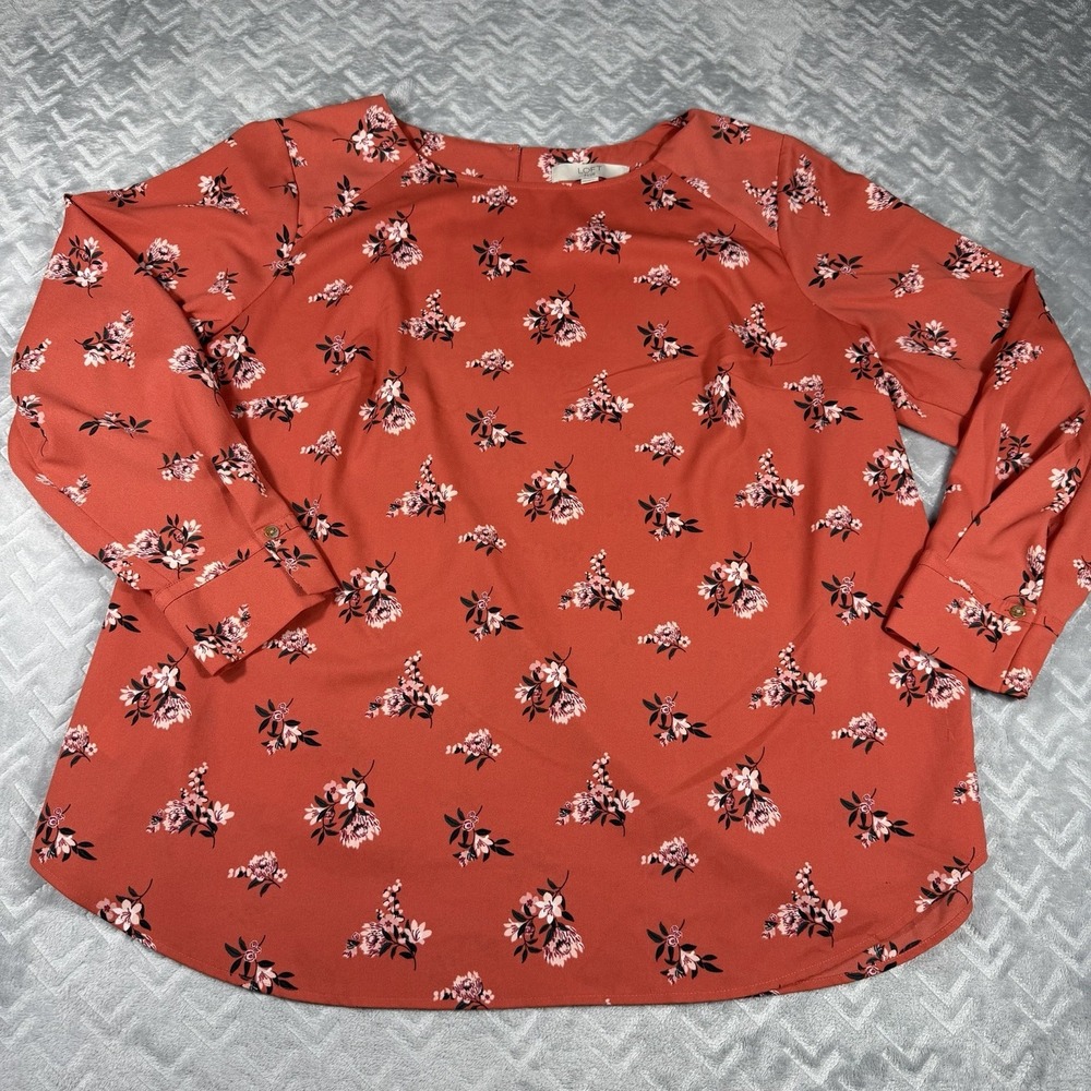 Loft Women's Plus Sz 18 Floral Tunic Top Blouse Lightweight Flowy Casual Cottage